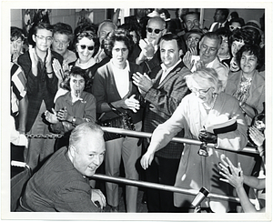 Mayor John F. Collins greeting supporters