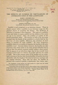 The effects of syphilis on the families of syphilitics seen in the late stages