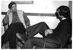Suffolk University Professor Glen A. Eskedal meets with a colleague at Psychology Services, photograph, circa 1970s
