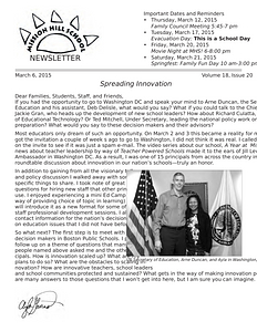 Mission Hill School newsletter, March 6, 2015