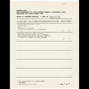 Summary and comments, agenda, attendance list and minutes for area #9 and area #11 meetings in January 1964