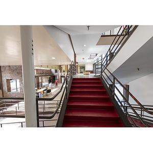 Harriet Tubman House red stairs to level 2B