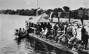 Speedboat regatta, Lake Quannapowitt, summer, 1929