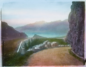 Hand-tinted lantern slide of scenic view
