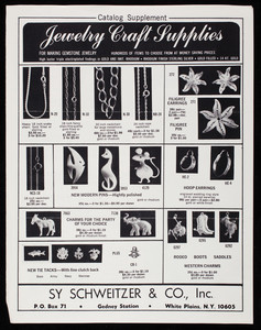Jewelry craft supplies for making gemstone jewelry, catalog supplement, Sy Schweitzer & Co., Inc., P.O. Box 71, Gedney Station, White Plains, New York, undated