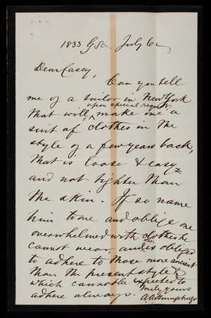 A. A. Humphreys to Thomas Lincoln Casey, July 6, 1882