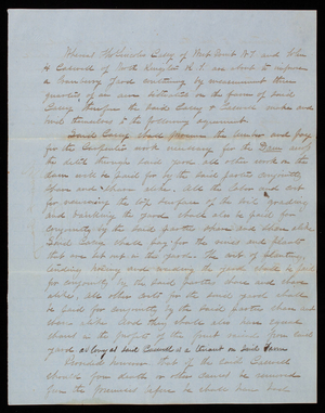 Agreement concerning cranberry bog John H. Caswell and Thomas Lincoln Casey, July 29, 1858, duplicate