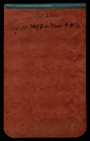 Thomas Lincoln Casey Notebook, February 1893-May 1893, 01, front cover