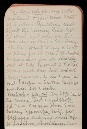 Thomas Lincoln Casey Notebook, March 1895-July 1895, 138, Thursday July 23