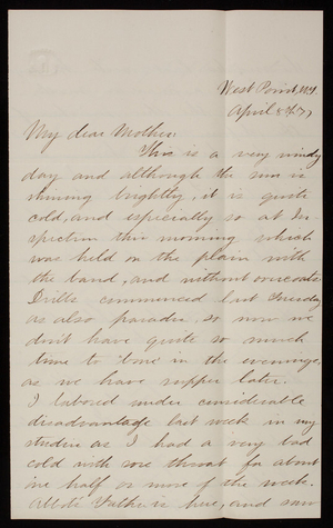 Thomas Lincoln Casey, Jr. to Emma Weir Casey, April 8, 1877