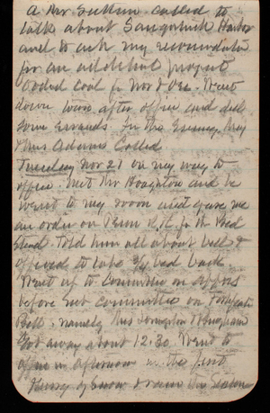 Thomas Lincoln Casey Notebook, November 1893-February 1894, 04, a Mr. Sutton called to