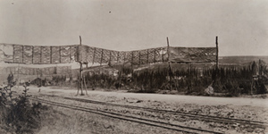 German camouflage and narrow gauge railway along the road from Verdun to Dun-sur-Meuse