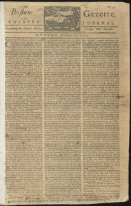 The Boston-Gazette, and Country Journal, 12 August 1765