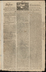 The Boston-Gazette, and Country Journal, 18 December 1769