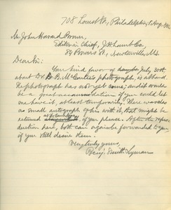 Letter from Benjamin Smith Lyman to John Howard Brown