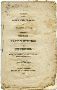 An account of the times and places, of holding the meetings constituting New-York Yearly Meeting of Friends