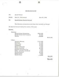 Memorandum from Mark H. McCormack to Arnold Palmer