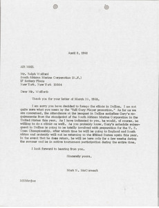 Letter from Mark H. McCormack to Ralph Wofford
