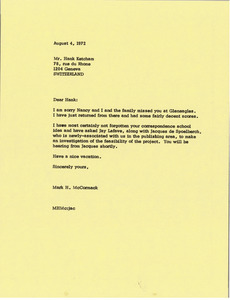 Letter from Mark H. McCormack to Hank Ketcham