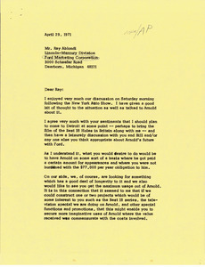 Letter from Mark H. McCormack to Ray Ablondi