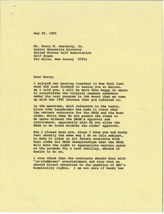 Letter from Mark H. McCormack to Harry W. Easterly