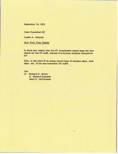 Memorandum from Judy A. Chilcote to Jules Rosenthal