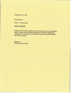 Memorandum from Mark H. McCormack to Hans Kramer