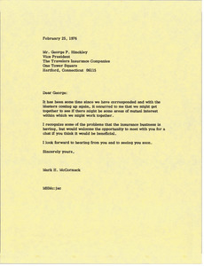 Letter from Mark H. McCormack to George P. Hinckley