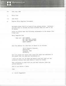 Memorandum from Judy Stott to Holly Lile