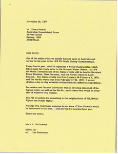 Letter from Mark H. McCormack to Kerry Packer