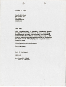 Letter from Mark H. McCormack to Paul W. Millard