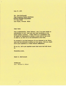 Letter from Mark H. McCormack to Herb McDonald