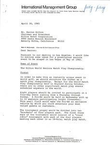 Letter from Mark H. McCormack to Barron Hilton