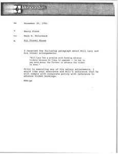 Memorandum from Mark H. McCormack to Barry Frank