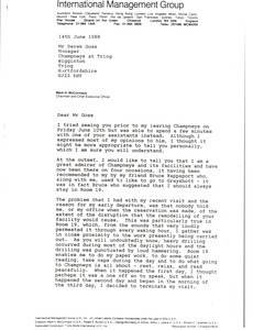 Letter from Mark H. McCormack to Derek Goss