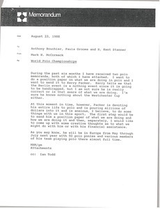 Memorandum from Mark H. McCormack to Anthony Bouchier, Paula Grooma and H. Kent Stanner