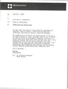 Memorandum from Mark H. McCormack to William H. Carpenter