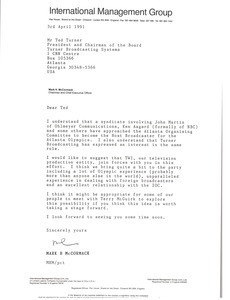 Letter from Mark H. McCormack to Ted Turner