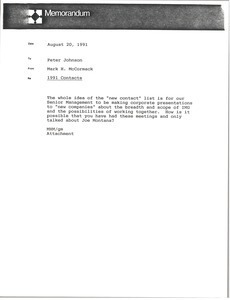 Memorandum from Mark H. McCormack to Peter Johnson