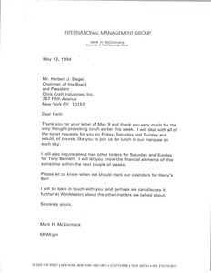 Letter from Mark H. McCormack to Herbert J. Siegel
