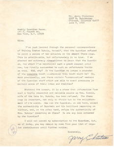 Letter from Jerry Christmas to James Aronson