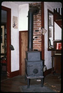 Wood stove in the living room, Montague Farm Commune