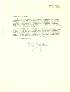 Letter from Polly Boyden to W. E. B. Du Bois