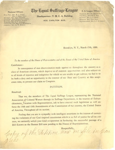 Petition from the Equal Suffrage League