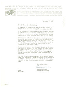 Circular letter from National Council of American-Soviet Friendship to W. E. B. Du Bois