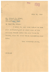 Letter from W. E. B. Du Bois to Robert C. Allen