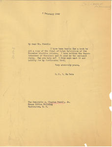 Letter from W. E. B. Du Bois to United States House Office Building