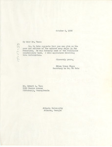 Letter from Ellen Irene Diggs to Robert L. Vann
