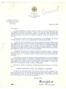 Circular letter from Citizens Committee to Elect Leo Isacson to Congress to W. E. B. Du Bois
