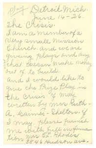 Letter from Mrs. C. L. Rhodes to Crisis - Digital Commonwealth